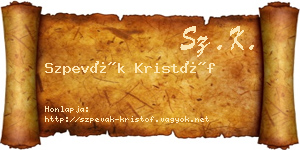 Szpevák Kristóf névjegykártya