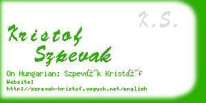 kristof szpevak business card